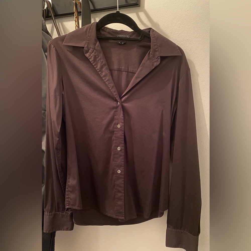 Chocolate brown button down blouse